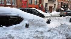 cars trap in snow